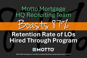 Motto® Mortgage HQ Recruiting Team Delivers 87% Loan Originator Retention Rate and Sets New Hiring Standard