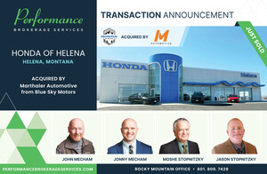 Performance Brokerage Services Advises on the Sale of Honda of Helena in Montana to Marthaler Automotive