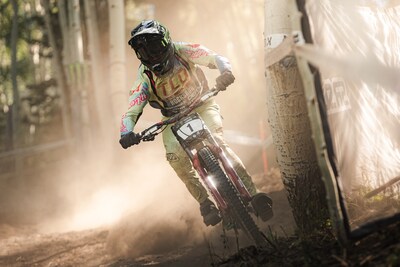 Monster Army Rider Dante Silva from San Diego Finishes in 2nd Place in the Pro Men Division at the Monster Energy Downhill Pro Series at Solitude Resort.