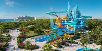 El parque acuático Great Tides, una experiencia completamente nueva en NCL, contará con un total de 19 toboganes acuáticos, un río dinámico de unos 244 metros, una zona de chapoteo de 836 metros cuadrados para niños y los primeros saltos desde acantilados del sector.