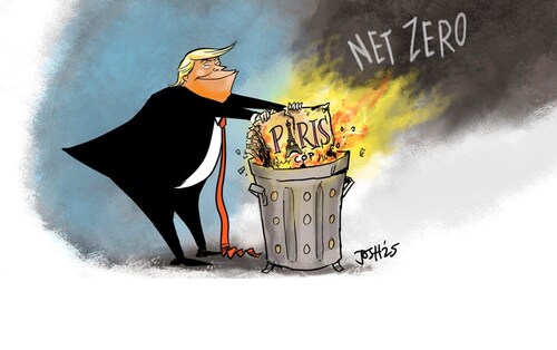 @Cartoonsbyjosh Trump flaming Paris Agreement.  Used with permission.