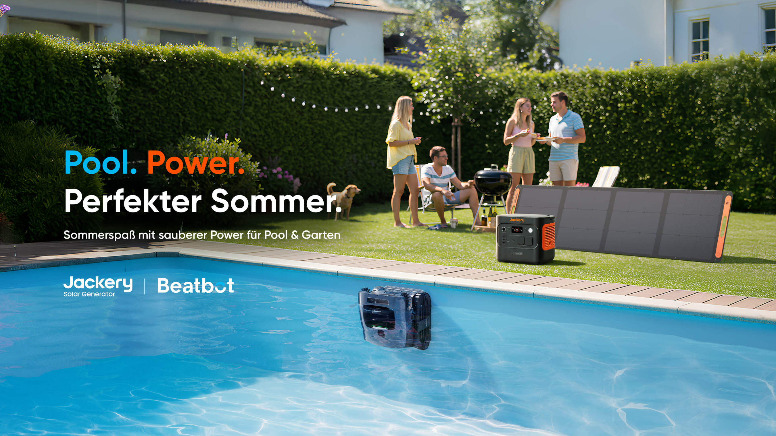 Sonnenenergie trifft Pooltechnik: Jackery und Beatbot kooperieren für ein nachhaltigeres Leben im Garten
