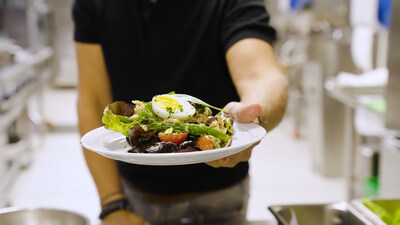 Celebrity chef Geoffrey Zakarian conducts a tasting session in the kitchen at Tampa General Hospital