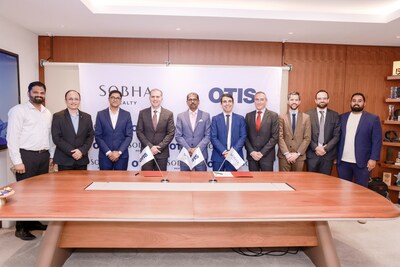 From left: Suraj Gopinathan, Assistant Vice President Senior Manager, Sobha Realty; Diwakar Kheterpal, Director Group Procurement Sobha Realty; Ehtesham Ahmed, Otis Middle East (ME) Sales & Marketing Dir.; Mohammed Al Qaisi, Otis ME Leader; Varughese Mathew, Chief Operating Officer, Sobha Realty; João Penedo, Otis Senior VP for Iberia, Africa & Middle East (IBAME); Javier Barquin, Otis Field Lead; Ramon Sendra, Otis Sales Lead; Mohamed Haidara, Otis UAE Sr Sales Mgr; Alphin Aloor, Otis Analytics From left: Suraj Gopinathan, Assistant Vice President Senior Manager, Sobha Realty; Diwakar Kheterpal, Director Group Procurement Sobha Realty; Ehtesham Ahmed, Otis Middle East (ME) Sales & Marketing Dir.; Mohammed Al Qaisi, Otis ME Leader; Varughese Mathew, Chief Operating Officer, Sobha Realty; João Penedo, Otis Senior VP for Iberia, Africa & Middle East (IBAME); Javier Barquin, Otis Field Lead; Ramon Sendra, Otis Sales Lead; Mohamed Haidara, Otis UAE Sr Sales Mgr; Alphin Aloor, Otis Analytics