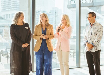 Pictured left to right: Dr. Allison Sekuler, MPP Laura Smith, MPP Michelle Cooper, and CABHI Board Chair Joe Freedman at the Global Dementia Research + Innovation Showcase. Photo: Wade Muir. (CNW Group/Centre for Aging + Brain Health Innovation) Pictured left to right: Dr. Allison Sekuler, MPP Laura Smith, MPP Michelle Cooper, and CABHI Board Chair Joe Freedman at the Global Dementia Research + Innovation Showcase. Photo: Wade Muir. (CNW Group/Centre for Aging + Brain Health Innovation)