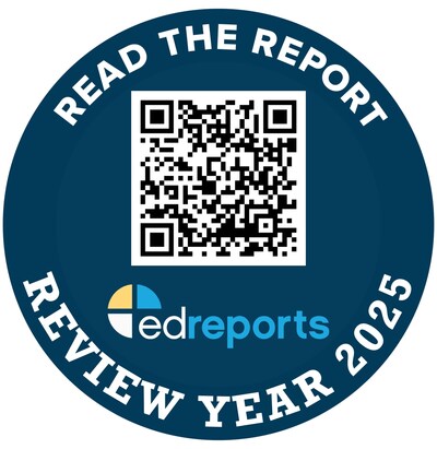 The official EdReports verification badge awarded to Imagine IM K–8, validating the program’s alignment with quality standards in Focus & Coherence, Rigor & Mathematical Practices, and Usability.
