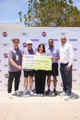 Junior Achievement of San Diego County received a $70,000 grant from the Taco Bell Foundation. Left to right: Austin Muckenthaler (Taco Bell Foundation), Neil Borkan (NJB Operations), Hanna Jensen (JA San Diego), Sean Tresvant (Taco Bell), Siddhartha Vivek (JA San Diego).
