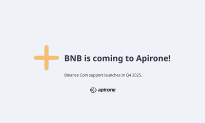 Binance Coin (PRNewsfoto/Apirone and Binance Coin)