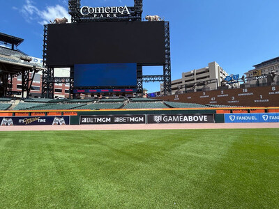 GameAbove sign in left field of Comerica Park, home of the Detroit Tigers.