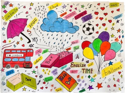 Slogan "I love London" pada bus yang tertera pada gambar karya siswa
asal Turkiye. (PRNewsfoto/Cambridge University Press & Assessment)