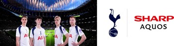 Left: Tottenham Hotspur FC (image), Right: Tottenham Hotspur FC logo, Sharp AQUOS logo