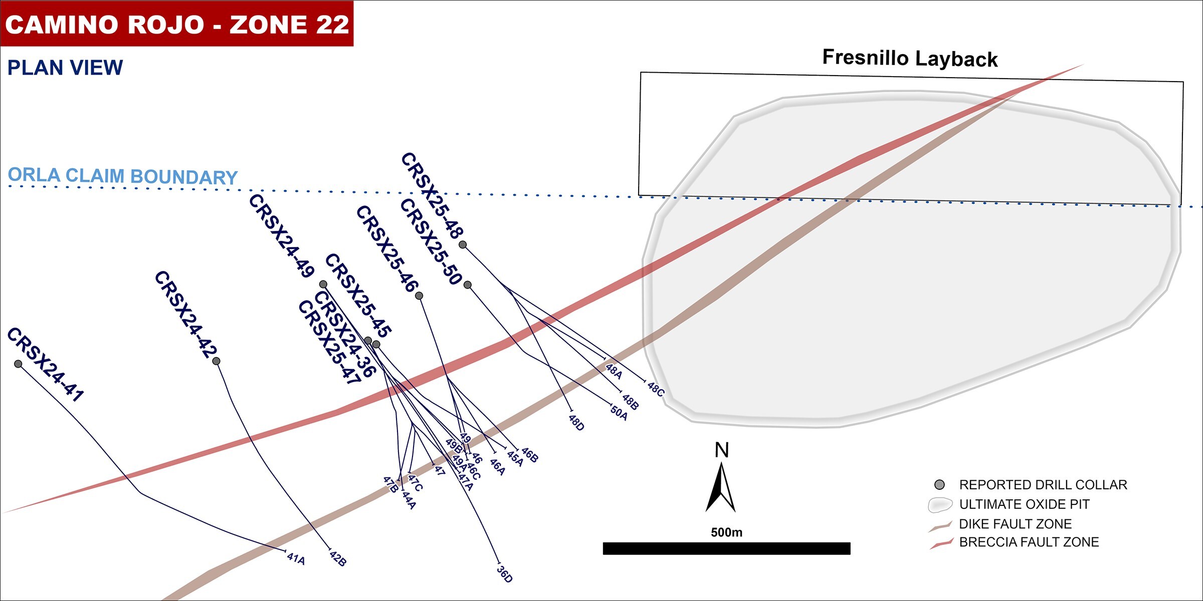 Figure 1: Plan View Showing Location of Reported Drill Holes (CNW Group/Orla Mining Ltd.) Figure 1: Plan View Showing Location of Reported Drill Holes (CNW Group/Orla Mining Ltd.)
