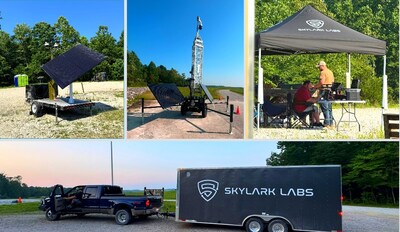 The image shows Skylark Labs’ Scout MK1 towers and command center deployed during the ARIES Counter-sUAS demo at Camp Atterbury. The image shows Skylark Labs’ Scout MK1 towers and command center deployed during the ARIES Counter-sUAS demo at Camp Atterbury.