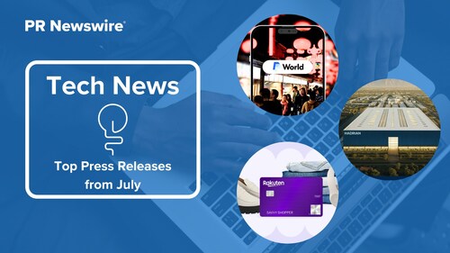 PR Newswire Monthly Technology Press Release Roundup, July 2025. Photos provided by PayPal Holdings, Inc., Hadrian and Rakuten Rewards.