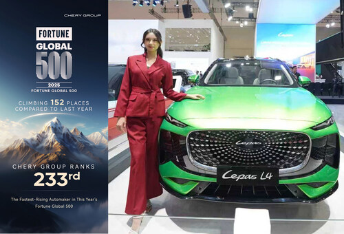 Chery ranked 233rd on the Fortune Global 500 list; LEPAS L4 made its overseas debute (PRNewsfoto/Chery Group)