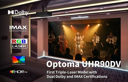 Optoma UHR90DV boasts top-tier specifications, dominating with Dolby Vision, IMAX Enhanced, HDR10+, and Filmmaker Mode.