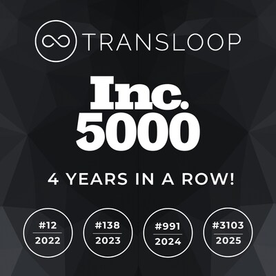 TransLoop named an Inc. 5000 fastest-growing privately held company in America for the fourth year in a row, ranking #3103 in 2025. TransLoop named an Inc. 5000 fastest-growing privately held company in America for the fourth year in a row, ranking #3103 in 2025.