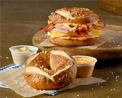 Einstein Bros. Bagels: Oktoberfest Egg Sandwich, Pretzel Bagel Double Dipper and Beer Cheese Shmear.