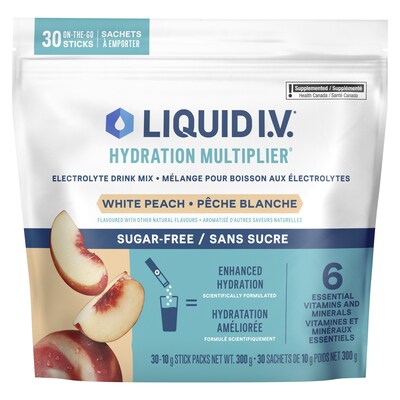 Liquid I.V. Sugar-Free White Peach is now available in Canada. (CNW Group/Liquid I.V. Canada)