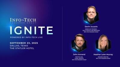 Info-Tech Research Group has announced an upcoming IGNITE 2025 regional event at The Statler Hotel in Dallas, Texas, on September 23, 2025. (CNW Group/Info-Tech Research Group)