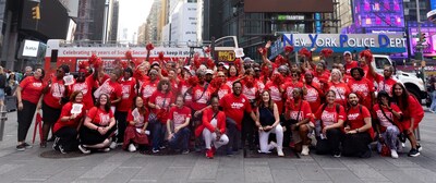 AARP celebrated Social Security’s 90th birthday in Times Square in New York, NY on August 14, 2025.