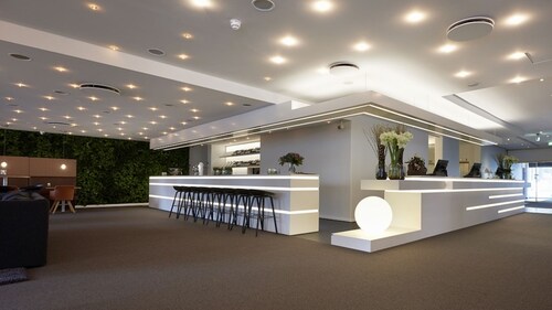 The lobby of the newly reimagined Comwell Hvide Hus Aalborg, Dolce by Wyndham