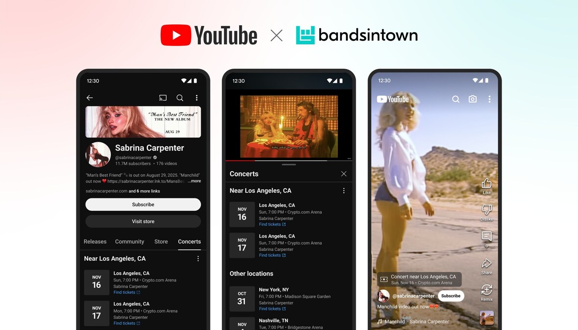 YOUTUBE AND BANDSINTOWN LAUNCH EXCLUSIVE CONCERT LISTINGS PARTNERSHIP TO  TURN VIEWERS INTO CONCERTGOERS