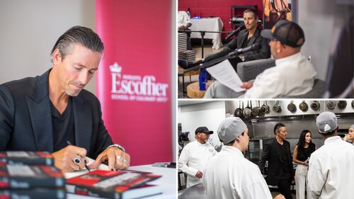 Michelin-starred chef and Ever founder Curtis Duffy brings lessons from his memoir, Fireproof: Memoir of a Chef, to Escoffier's Boulder campus recently during an exclusive visit. Michelin-starred chef and Ever founder Curtis Duffy brings lessons from his memoir, Fireproof: Memoir of a Chef, to Escoffier's Boulder campus recently during an exclusive visit.