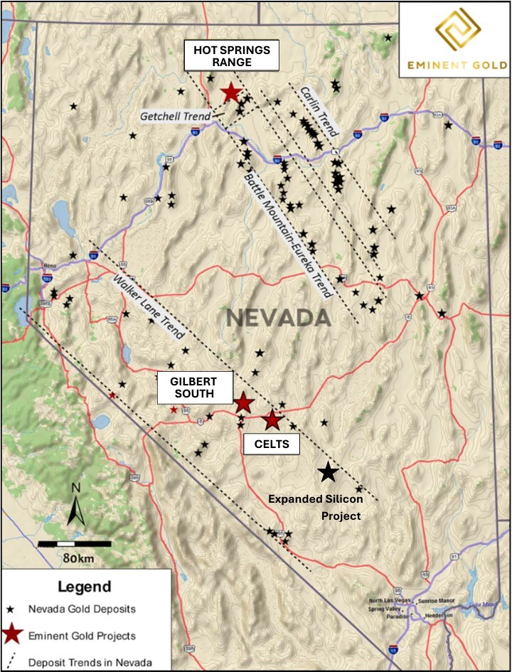 Figure 2. Eminent Projects Location Map (CNW Group/Eminent Gold Corp.) Figure 2. Eminent Projects Location Map (CNW Group/Eminent Gold Corp.)