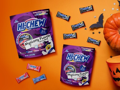 The limited-edition HI-CHEW® Mystery Mix features a hauntingly fun lineup of fan-favorite flavors: Watermelon, Blue Raspberry, Candy Apple, and a brand-new mystery flavor. The limited-edition HI-CHEW® Mystery Mix features a hauntingly fun lineup of fan-favorite flavors: Watermelon, Blue Raspberry, Candy Apple, and a brand-new mystery flavor.