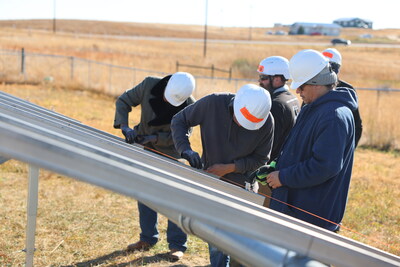 Trainees working on the Oglala Sioux installation site in October 2024. One of the first Solar for All projects in the country.