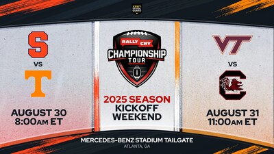 The Rally Cry Championship Tour 2025 season kicks off this weekend in Atlanta, GA with two back-to-back marquee college football matchups live from the Mercedes-Benz Stadium tailgate!