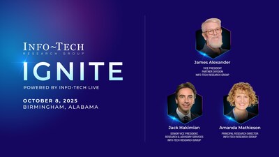Info-Tech Research Group has announced an upcoming IGNITE 2025 regional event in Birmingham, Alabama, on October 8, 2025, at the Hilton Birmingham Downtown at UAB. (CNW Group/Info-Tech Research Group)