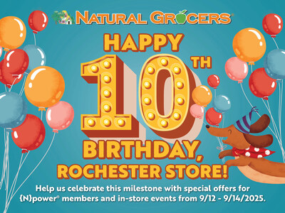 To celebrate 10 wonderful years at its Rochester location, Natural Grocers is offering {N}power members exclusive anniversary deals, Sept. 12-14.