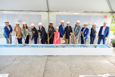 From left: Ryan Quattlebaum, CEO AdventHealth Wesley Chapel; William Villegas, COO AdventHealth Zephyrhills; Jennifer Wandersleben, Regional CEO AdventHealth West Florida; Chief Derek Brewer, Zephyrhills PD; Mike Murrill, CEO AdventHealth Zephyrhills; Shane Bedward, CEO AdventHealth Dade City; Jeanine Ramirez, Office of Rep. Laurel Lee; Sen. Danny Burgess; Rep. Randy Maggard at the Aug. 29, 2025 groundbreaking.