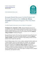 Renegade Brands Showcases Certified Products and Receives Recognition from Asthma & Allergy Friendly® Certification Program at The Clean Show 2025