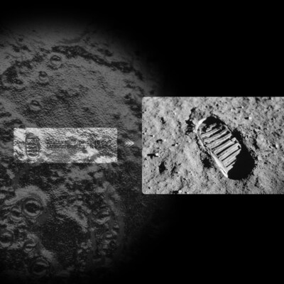 Armstrong’s historic footprint at 0.67°N, 23.47°E - engraved on the Moon Walker