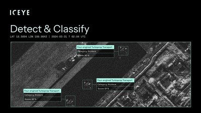 ICEYE SAR image showcasing Detect & Classify - powered by SATIM.