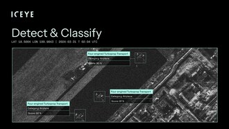 ICEYE SAR image showcasing Detect & Classify - powered by SATIM.