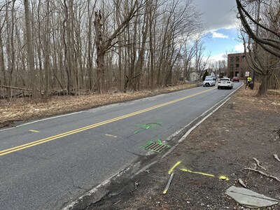 EMI-identified and traced utilities marked on the ground surface using service specific marking paint colors.