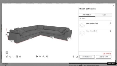 The Nixon Collection in CITY Furniture’s 3D Cloud-powered configurator brings precision and flexibility to the shopping experience. As customers add or rearrange sectional pieces, the tool instantly updates live dimensions, making it easy to visualise scale, optimise layout, and ensure a perfect fit for any room. This real-time accuracy gives shoppers the confidence to design and purchase custom sectionals that seamlessly suit their space and style.