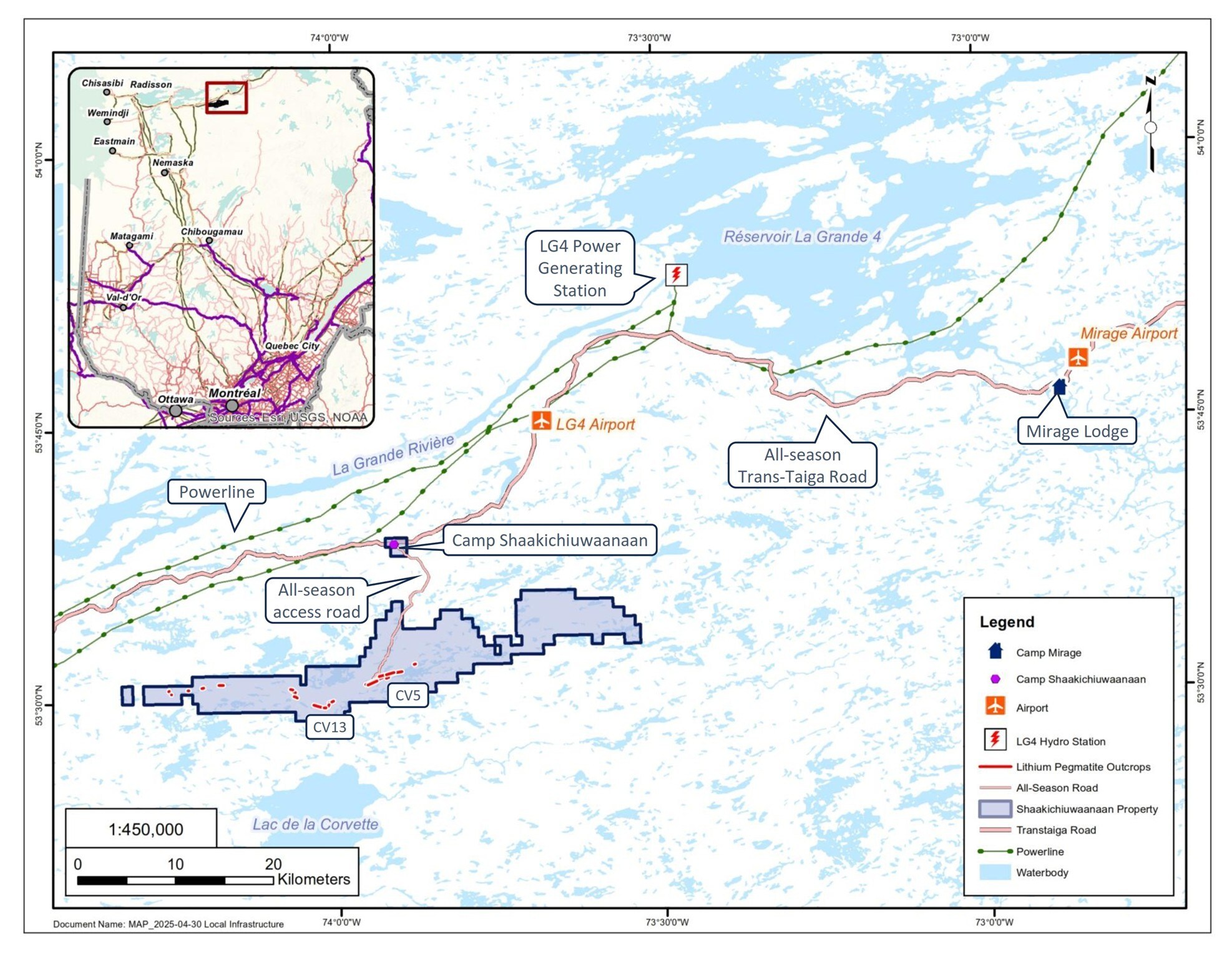 Figure 1: Shaakichiuwaanaan Property and regional infrastructure. (CNW Group/Patriot Battery Metals Inc.) Figure 1: Shaakichiuwaanaan Property and regional infrastructure. (CNW Group/Patriot Battery Metals Inc.)