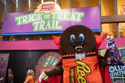 REESE dressed in his Halloween costume on HERSHEY'S CHOCOLATE WORLD's Trick or Treat trail.
