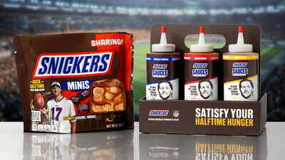 Starting Sunday, September 7th, fans can visit SNICKERS.com/Sauces to score the limited-edition SNICKERS Sauces with the purchase of a pack of Josh Allen SNICKERS Minis. (PRNewsfoto/Mars, Incorporated) Starting Sunday, September 7th, fans can visit SNICKERS.com/Sauces to score the limited-edition SNICKERS Sauces with the purchase of a pack of Josh Allen SNICKERS Minis. (PRNewsfoto/Mars, Incorporated)