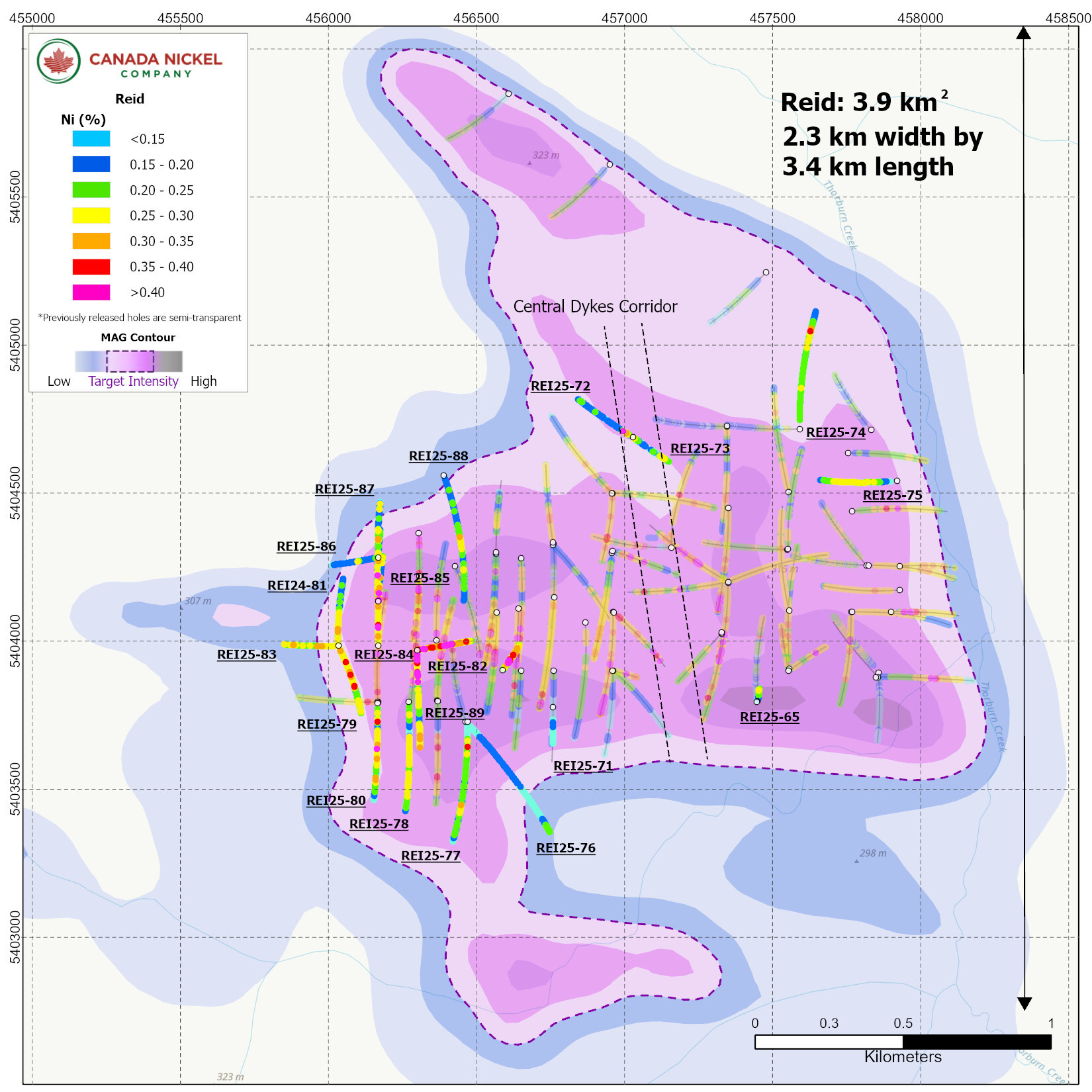 Canada Nickel Reports Additional Exploration Drilling Results at Reid Nickel Sulphide Property Including Over 1 kilometre of Nickel Mineralization
