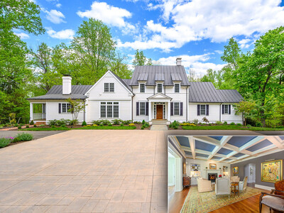 This handsome estate in Charlottesville, VA sits on 6.7 manicured acres within the desirable Farmington Country Club community. Interiors span nearly 7,000 sf and were upgraded in 2007 by noted architect Baird Snyder. Original plans for the community’s historic country club were hand-sketched by Thomas Jefferson. VirginiaLuxuryAuction.com.