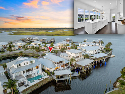 Previously asking $3.1 million, this newly built (2022) waterfront home is situated in the residential enclave of Palm Island in Jacksonville, FL and is just 3 lots from the Intracoastal Waterway. Outdoor living areas include a sprawling terrace, covered boat lift (13,000-lb rating) and floating boat dock. WaterfrontLuxuryAuction.com.