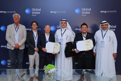 From left to right: Albertus Henricus Josef Welkers - Consultant of GreenTech, Jack Zhang - International Business Director of GreenTech, Eric Zhang - Chairman of GreenTech, H.E. Mohammed N Al Jasser - CEO of TASAMA, Joseph Chua - Co-Founder and President of MediSun, Dr Ayman Alshelfan - Chairman of MediSun Arabia