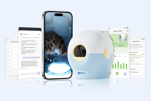 World’s First Self-Flushing Smart Cat Toilet with Built-in AI Health Monitoring