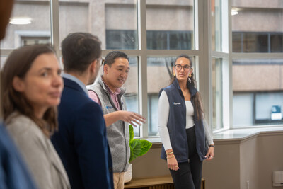 Jefferson Huang and Teagan Karn from Bluevale Capital unveiling the units at 376 Lofts at Richmond Street, London, Ontario's first Office-to-Residential Conversion. (CNW Group/Bluevale Capital)